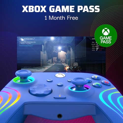 Image of PDP Gaming Afterglow Wave Enhanced Wired Controller for Xbox Series X|S, Xbox One and Windows 10 /11 PC, Advanced Programmable Gamepad, Customizable Lighting, Licensed by Microsoft, Companion App: Blue