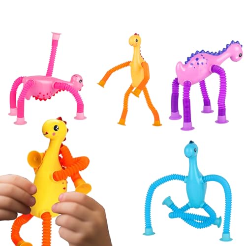 Telescópico Dinosaurio con - Juguetes Flexibles de Dinosaurio 4 Unidades,Regalos Educativos Anti-Estrés con Luces para Fiesta Juego Viaje Cumpleaños