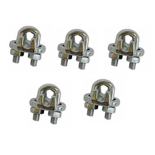 DBMIMPORTERS Set of 5 PC 3/16'' Stainless Steel 316 Heavy Duty Marine Wire Rope Clips Cable Clamp Rig Boat