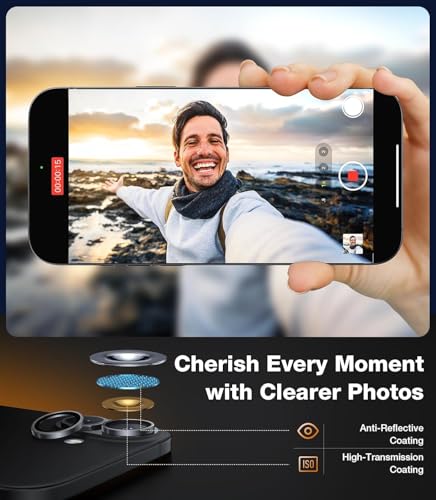 Image of Premium Camera Lens Protector Compatible For iPhone 16 (Black) Camera Lens Protector - 9H Tempered Glass, Military-Grade Anti-Scratch, Case-Friendly, Easy Install Frame