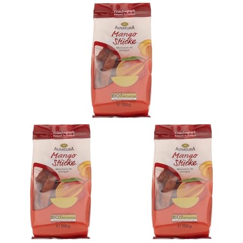Alnatura Bio Mangostücke Getrocknet, 100g (Packung mit 3)