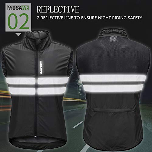 image for MLSice Reflective Cycling Vest Sleeveless Jacket, Windproof Shirt MTB 