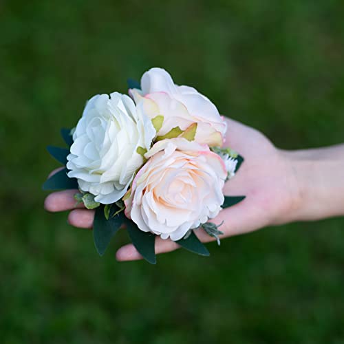 Joy Ceremony Wedding Cake Decorations, Artificial Birthday Cake Flower Arrangement, Rose Flower Wedding Cake Toppers (Peach Cream) #TOP4