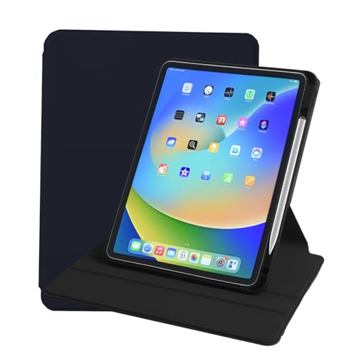Image of Arctic Fox Smart Folio Rotating Cover Case for iPad Pro 11 inch Cover Case (M4 2024) with Pencil Holder,360 Degree Rotation Protective Stand Cover Clear Back [Auto Sleep Wake Support] - Black