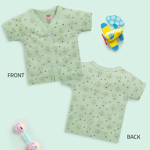 Image of LuvLap Baby Girls Regular Fit 100% Cotton Half Sleeves Girls Jhabla Shirt Pack of 4