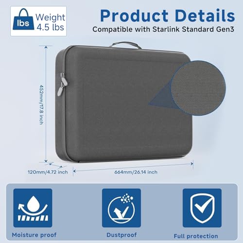 Image of Hard Carrying Case for Starlink Gen 3, Protective Waterproof Case | Storage Bag for Starlink Gen 3 Dish, Accessories, Adapter, Stand, Portable Outdoor Starlink Case for RV Travel, Camping