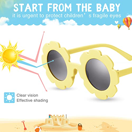 24 Pairs Kids Round Flower Sunglasses Bulk Flower Shaped Baby Cute Sunglasses Colorful Toddler Glasses Beach Eyewear4