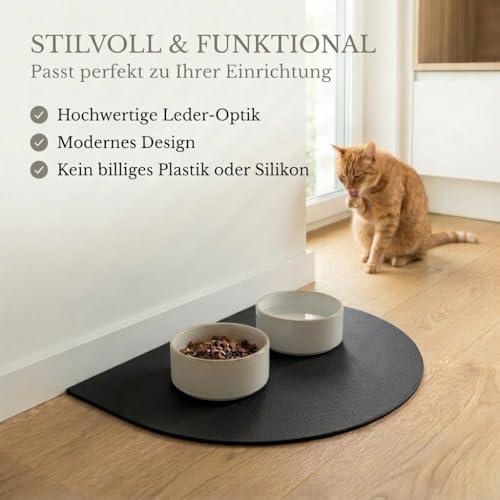 Miggo® Premium Napfunterlage [saugfähig & rutschfest] Katzen Zubehör | Napfunterlage Hund Katze Katzenmatte Futtermatte Katzen | Schuhmatte Hundenapf Unterlage für Futter, Wasser, Brunnen | Kunstleder