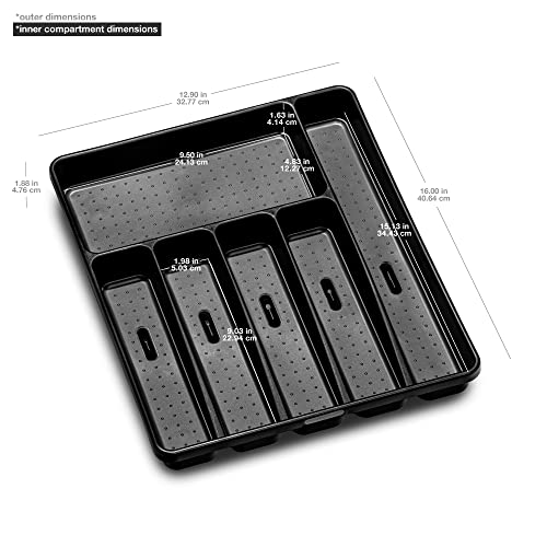 madesmart Bandeja de talheres CARBON COLLECTION 6 compartimentos, forro macio e pés antiderrapantes