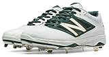 baseball cleats Parte superior sintética New Balance Men\'s L4040v3 Low Metal Baseball Cleats White/Green 16
