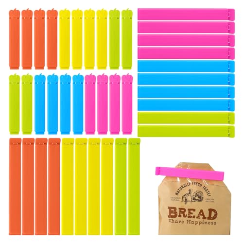 Redamancy 40 Pièces Pince Sachet Alimentaire, 7/11 cm Fermeture Sachet Alimentaire, Plusieurs Couleurs Pince Alimentaire Cuisine pour Emballage Cuisine...