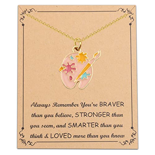 Collier palette d'artiste et pinceau pour cadeau amateurs d'art