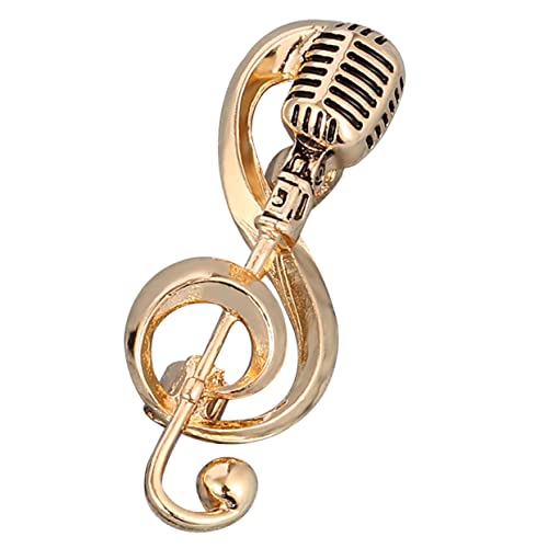 Broche note de musique microphone bijou de col tendance femme
