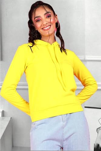 Image of POPWINGS Casual Solid Hooded Pocket Sweatshirt for Women || Women Sweatshirts Casual Wear ||Stylish Western Winter Wear Sweatshirts for Women