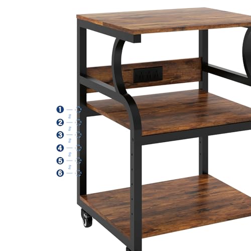 Image of Natwind 3 Tier Large Printer Stand, 24 inchx20 inch, with Charging Station,Retro