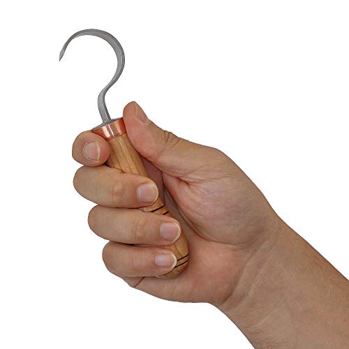 Wood Carving Hook Knife. Spoon Carving Tool for Spoons, Bowls, kuksa and Cups carvings - Right Handed - Basic Crooked Knife for Professional Spoon Carvers and Beginners - by STAMESKY. (Left Handed)