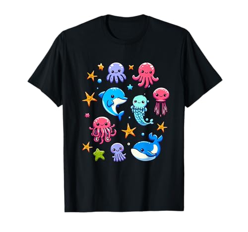 Oceanic Biodiversity Kids T-Shirt – Colorful Ocean Creatures