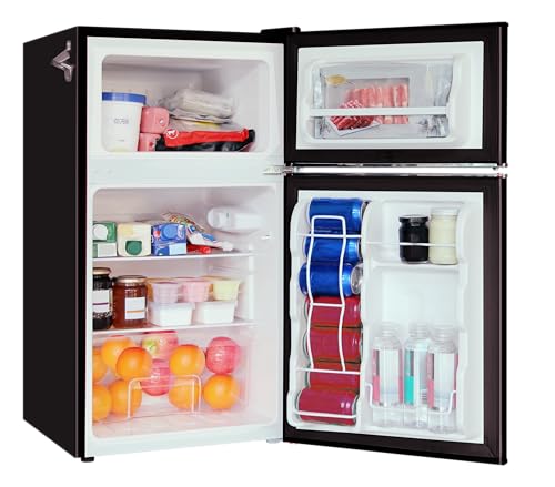 Image of Frigidaire Retro Mini Fridge with Freezer & Side Bottle Opener-Small 2 Door Refrigerator for Office Bar or College Dorm Room-3.2 Cu Ft - 19 inch inch D x 20.5 inch W x 33.5 inch H (Onyx)
