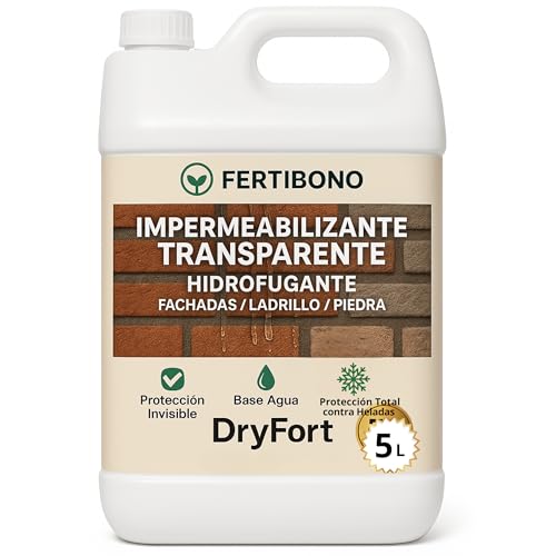 Impermeabilizante Transparente Líquido 5 L – Hidrofugante Invisible, Alto Rendimiento, Protección Fachadas, Hormigón,Terrazas, Tejados., Repelente al Agua, waterproof.