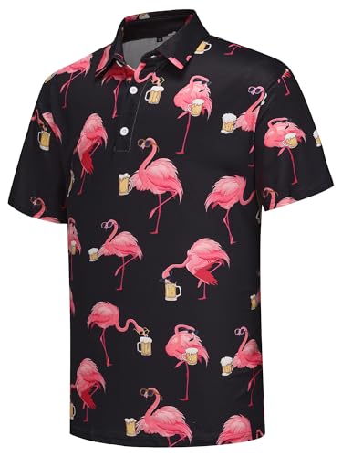 Mens Christmas Golf Polo Shirts Short Sleeve Funny Christmas Golf Shirts Santa Claus Shirts for Men