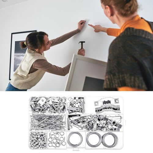 Image of 246Pcs Heavy Duty Picture Hanging Hook Hardware with Nails Metal Picture Hangers for Drywalls Wood Wall Enduring
