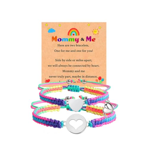 First Day of Kindergarten Pre K Gifts for Mother Daughter,Mommy and Me Bracelet Matching Heart Bracelets Set for 2