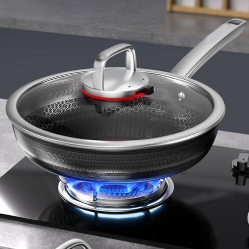 Wok antiadherente con tapa acero inoxidable 11.8in miniatura 5