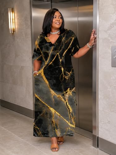 Image of SUZONANA Plus Size Dresses for Curvy Women African Print American Dress Summer Outfits Casual Loose with Pocket