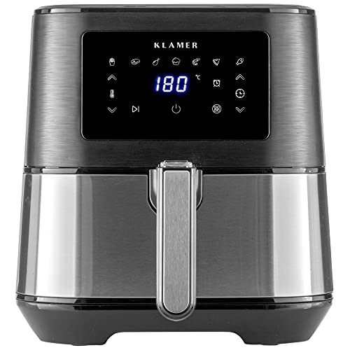 KLAMER Heißluftfritteuse XL 5,5l, Multifunktionale Heissluftfritteuse, ölfreie Fritteuse, 1700W Airfryer