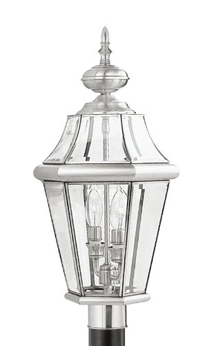 Livex Lighting 2264-91 Outdoor Post with Clear Beveled Glass Shades, Brushed Nickel
