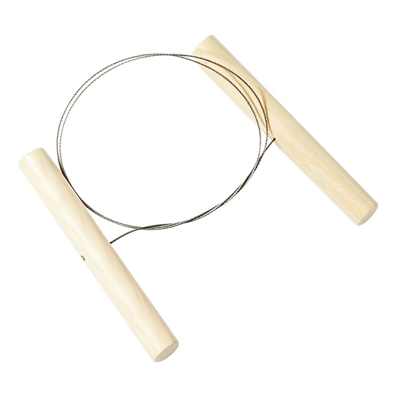 BroLuka 1 Pièce Coupe-fil à fromage, fil torsadé en acier inoxydable avec manche en bois, pour argile, poterie, fromage, pâte, sculptures artistiques et...