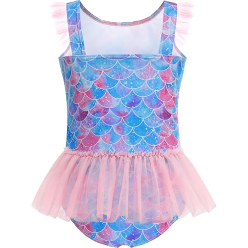 Image of Girls One Piece Swimsuit Colorful Mermaid Bathing Suits Cute Kids Princess Beach Swimwear 2-10 Years