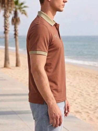 Image of SMOWKLY Men's T-Shirt | Stylish T Shirt with a Ribbed Collar | Soft Breathable Lightweight Polyester Blend | Stylish Regular Fit Casual TShirt for Men.