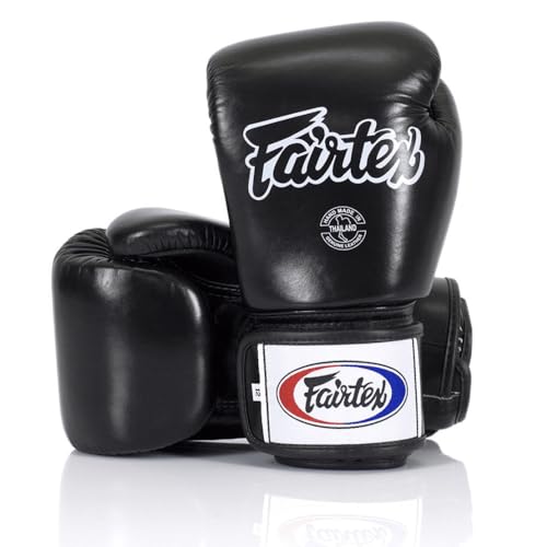 Guantes de Boxeo Fairtex BGV1 para Entrenamiento y Sparring de Muay Thai, Hombres, Mujeres y Niños | Guantes MMA para Artes Marciales, Ligeros y Amortiguadores -(Negro 14 oz)