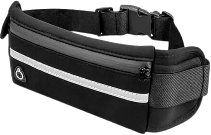 Pochete Esportiva Premium Impermeável para Corrida, Academia, Bike e Trilha Porta Celular, Garrafa e Cinta Fitness Slim Unissex Compacta, Confortável e Durável para Atividades ao Ar Livre (PRETO)