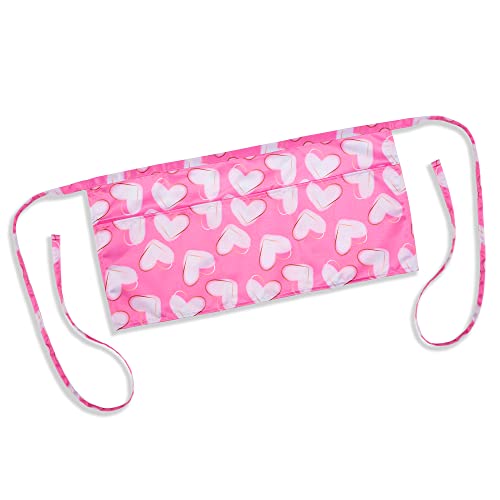 Plum Hill Pink Hearts Valentine Half Waist Apron With 3 Pockets Waterproof 100% Polyester Cocktail Aprons For Waitresses Servers Bartenders Vendors #TOP8