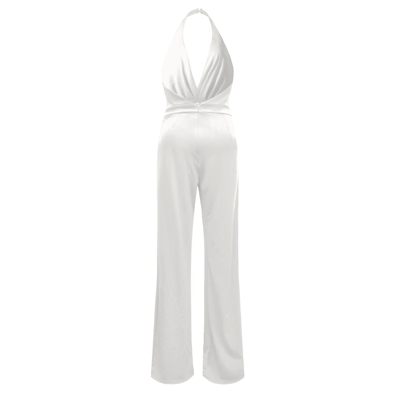 Combinaison Femme Chic Combinaison D'été Pour Femme, Combinaisons Décontractée Avec Taille Haute Longue Jambe Large Tenue Femmes Loose Léger Respirant Pour Soirée Mariage Travail Bureau