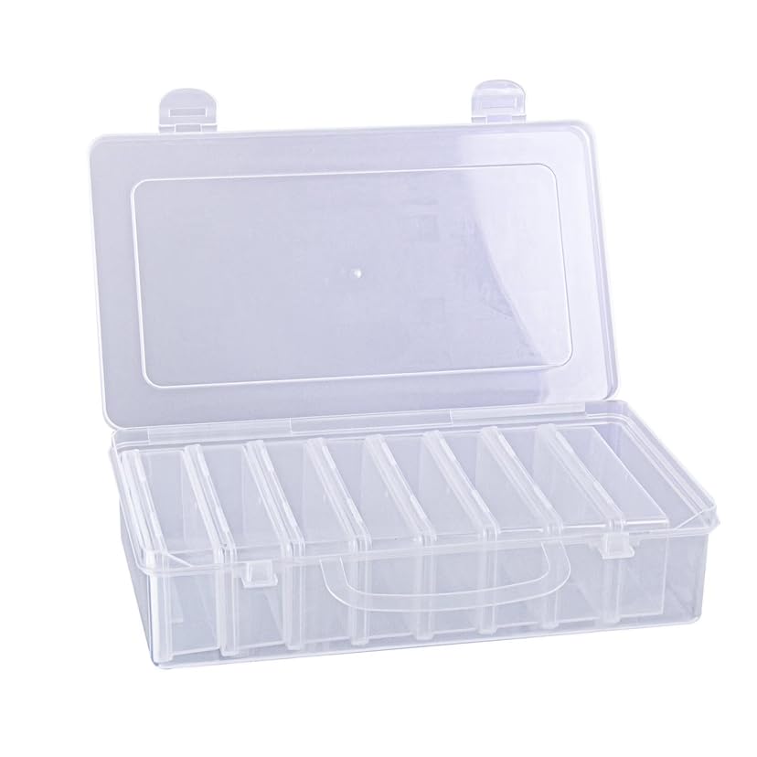 Image of Fuciovaja Small Plastic Storage Box, 8-in-1 Pieces Plastic Storage Cases Bead Organizers Boxes, Divided Storage Box with Lid Mini Rectangles Boxes Craft Supply Case Bead Containers for Organizing