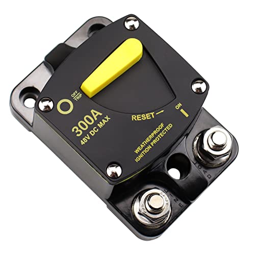 JIAKUPA 300 Amp Circuit Breaker 12V- 48V DC Waterproof Surface Mount Manual Reset for Car Marine Boat Trolling Motors