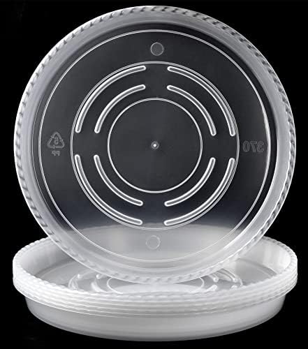 GRESPRI 6 Packs Clear Plant Saucers 14 Inches Heavy-Duty Plastic Plant Trays, Durable Plastic Flower Plant Pot Saucer for Indoor Outdoor Plants. (12.5 Inch Base)