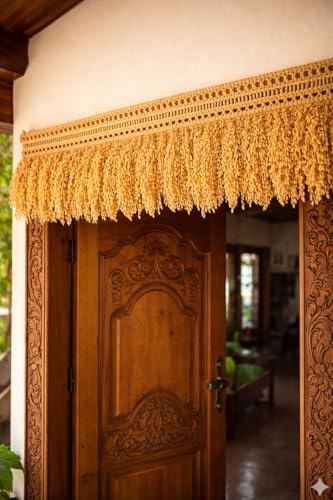 Image of Dhanya Handcrafted Paddy Toran for Main Door | Golden Rice Thoranam Hanging Decoration | Traditional Entrance Decor for Diwali Pongal Ugadi Festival | Eco-Friendly Natural Grain Toran
