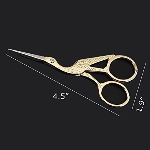 Bihrtc 4.5" Stainless Steel Sharp Tip Classic Stork Scissors Crane Design Sewing Scissors Diy Tools Dressmaker Shears Scissors For Embroidery, Craft, Needle Work, Art Work & Everyday Use (Gold) #TOP2
