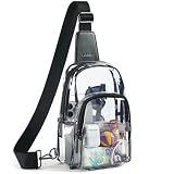 LATMAP Clear Bag for Stadium Events, Clear Purse for Women Stadium Crossbody Bag, Transparent Backpack for Concerts Sports-Black