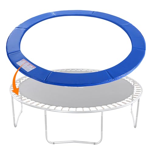 ExacMe Trampoline Pad Replacement Round Safety Spring Cover, No Hole for Pole (Blue, 14 Foot)