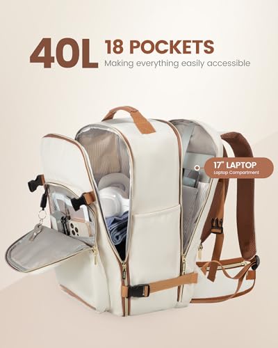 Image of LOVEVOOK 40L Travel Backpack with Waist Strap,Flight Approved Carry on Backpack,Waterproof Personal Item Travel Bag,TSA Carry on Luggage Suitcase Travel Essentials,Gifts for Women & Men,fit 17 inch Laptop