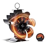 Smalife ストーブファン 6つブレード [2025アップグレード版&暖炉用ファン] 石油ストーブファン 火力熱炉ファン 静音 省エネ 電源不要 薪ストーブ/暖炉用品 自動 空気循環 熱供給用品 暖房用 防寒対策 日本語説明書 温度計付き