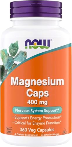 NOW Foods Supplements Magnesium 400 mg Supports Energy Production Enzyme Function Nervous System Support 360 Veg Capsules