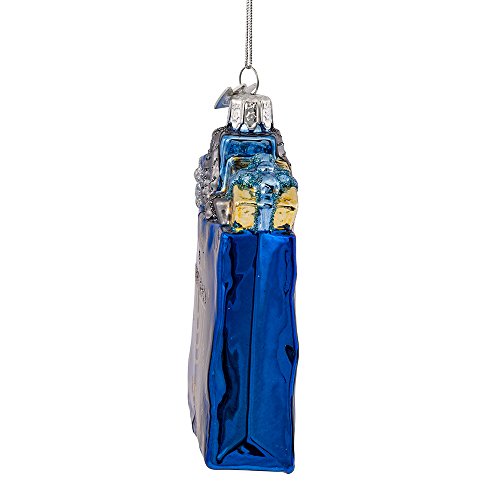 Kurt Adler 4" Noble Gems Happy Hanukkah Glass Gift Bag Ornament, Silver, 4 Inches - Image 4