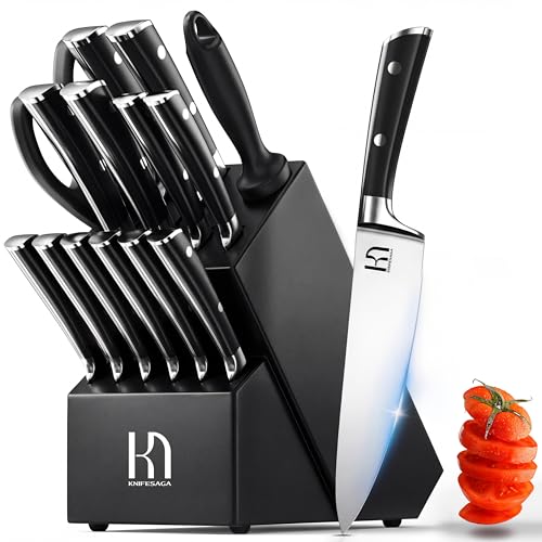 KnifeSaga Knife Set 15 Pcs High Carbon Stainless...