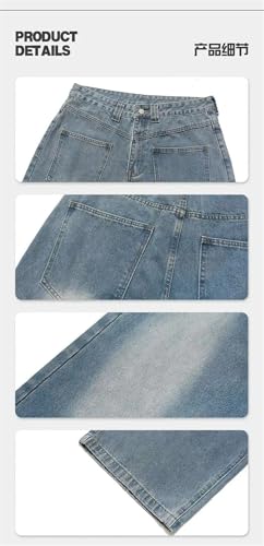 Men's Denim Pants Solid Color Loose Streetwear Trousers Straight Wide Leg Korean Style Jeans2